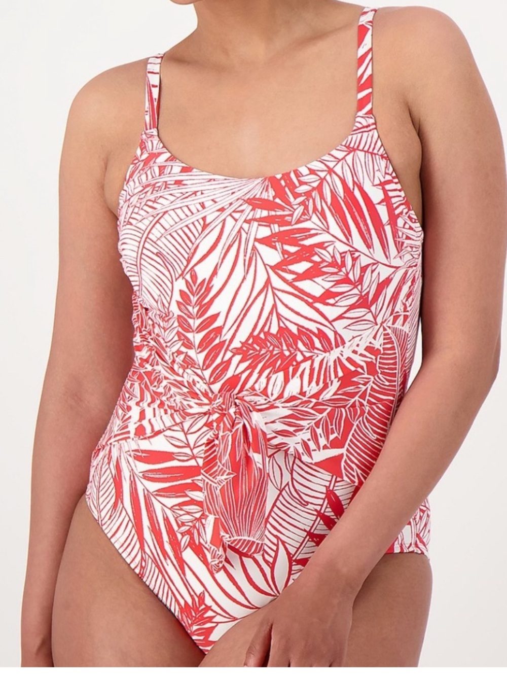 Jantzen Tie Front Swimsuit Tropical One Piece Bathing Suit 18W